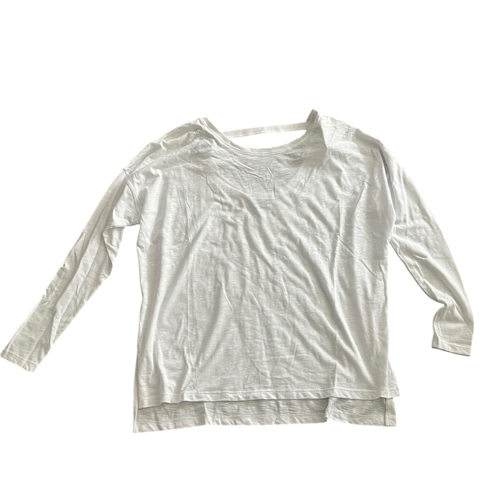 NWT Felina Velvety Soft Slub Long Sleeve Tee White Medium - Picture 2 of 5